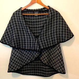 Anthropologie Kas New York black gray sweater vest w/ cape Size M - NWOT